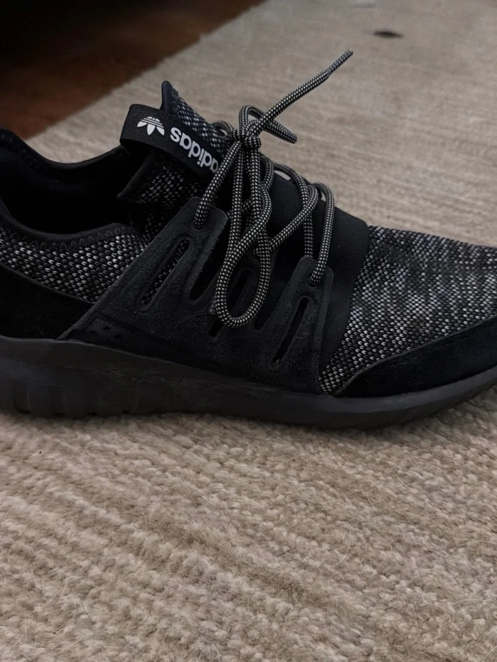 adidas Black & White Knit Running Sneakers